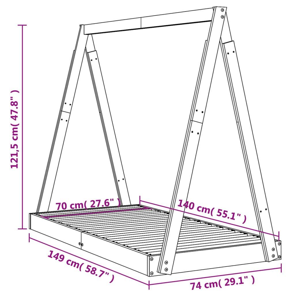 Sängram för barnsäng 70x140 cm massiv furu - HQ5