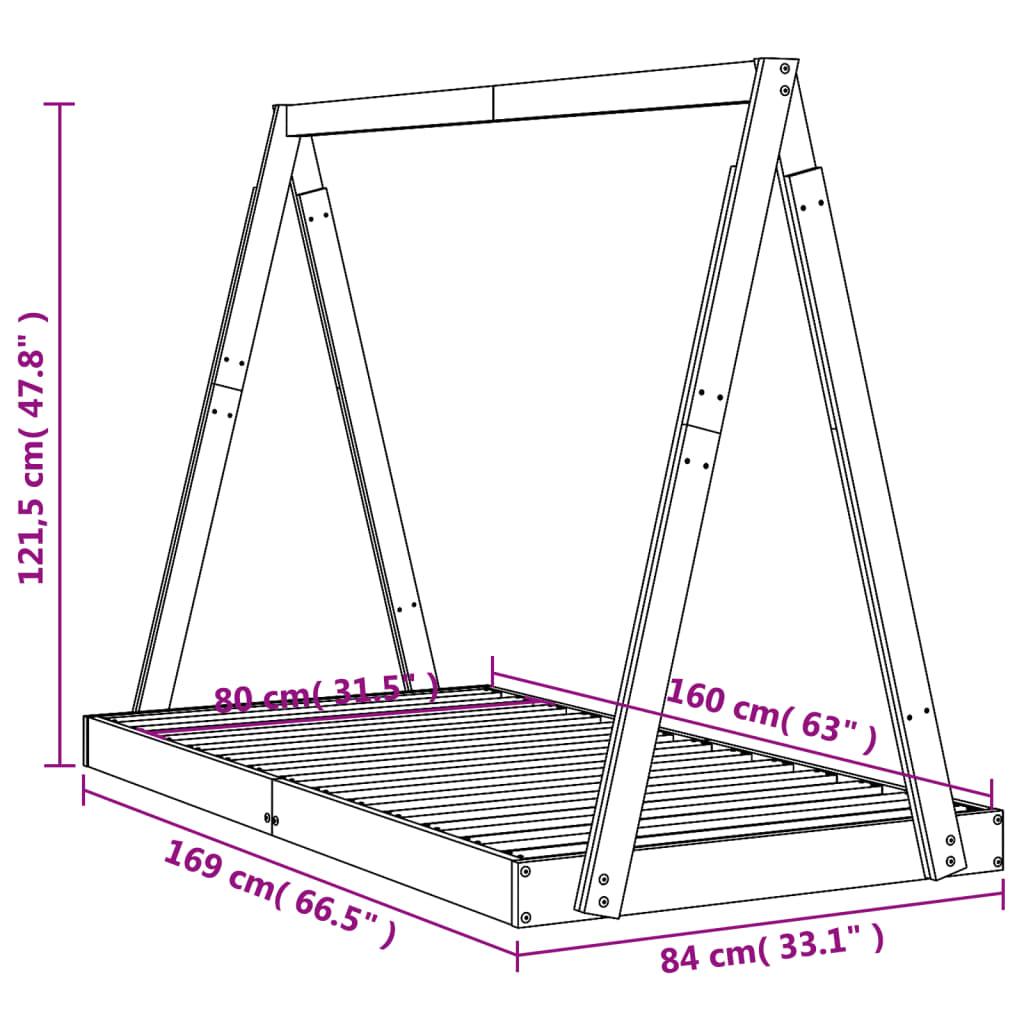 Sängram för barnsäng svart 80x160 cm massiv furu - HQ5