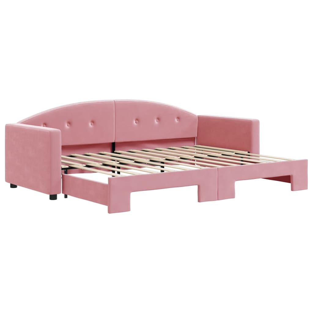 Dagbädd utdragbar rosa 80x200 cm sammet