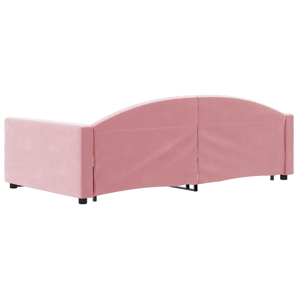 Dagbädd utdragbar med lådor rosa 90x200 cm sammet