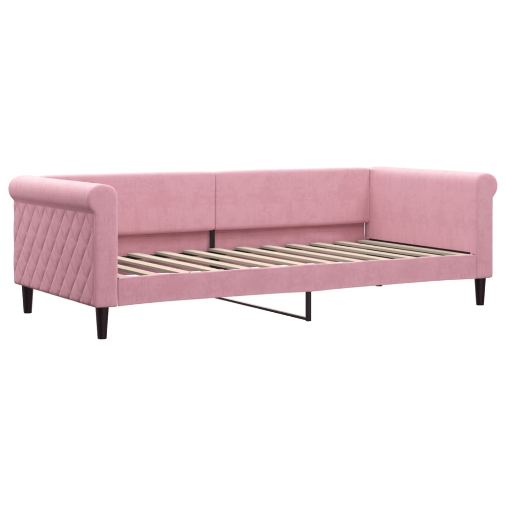 Dagbädd utdragbar med madrasser rosa 90x200 cm sammet