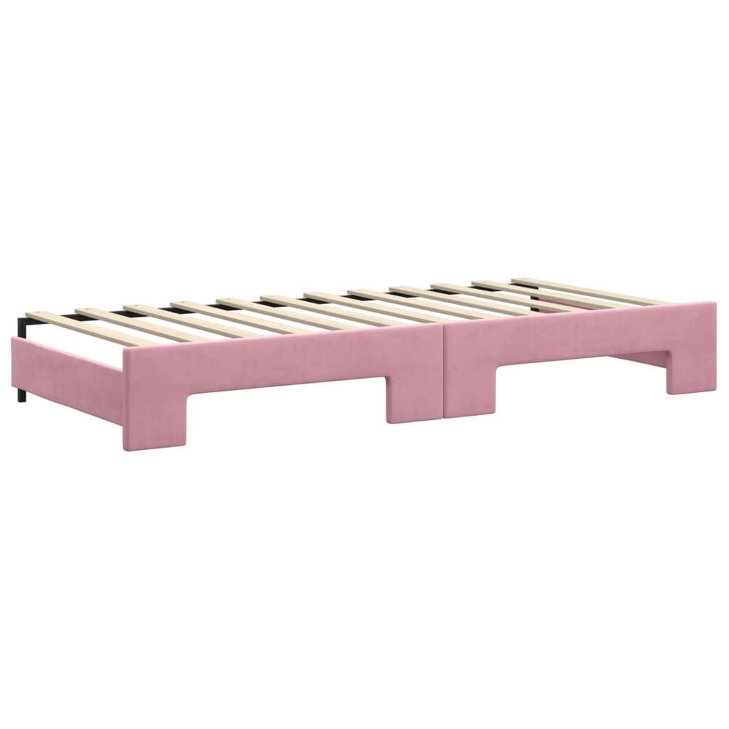 Dagbädd utdragbar med madrasser rosa 90x200 cm sammet