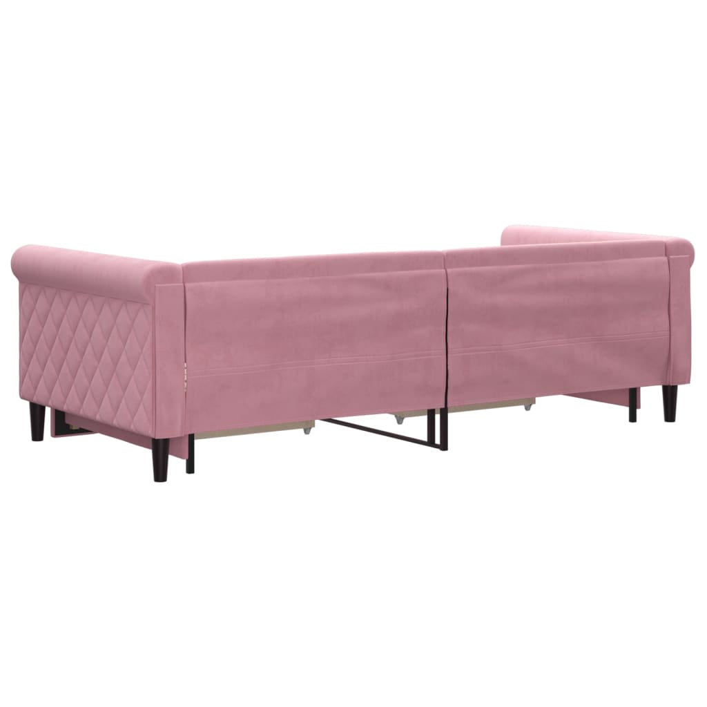 Dagbädd utdragbar med lådor rosa 90x200 cm sammet