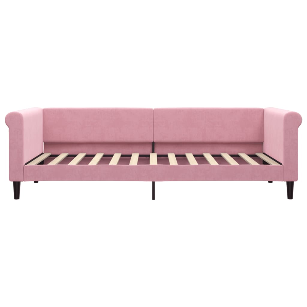 Dagbädd utdragbar med lådor rosa 90x200 cm sammet