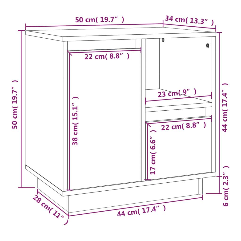 Sängbord vit 50x34x50cm massiv furu