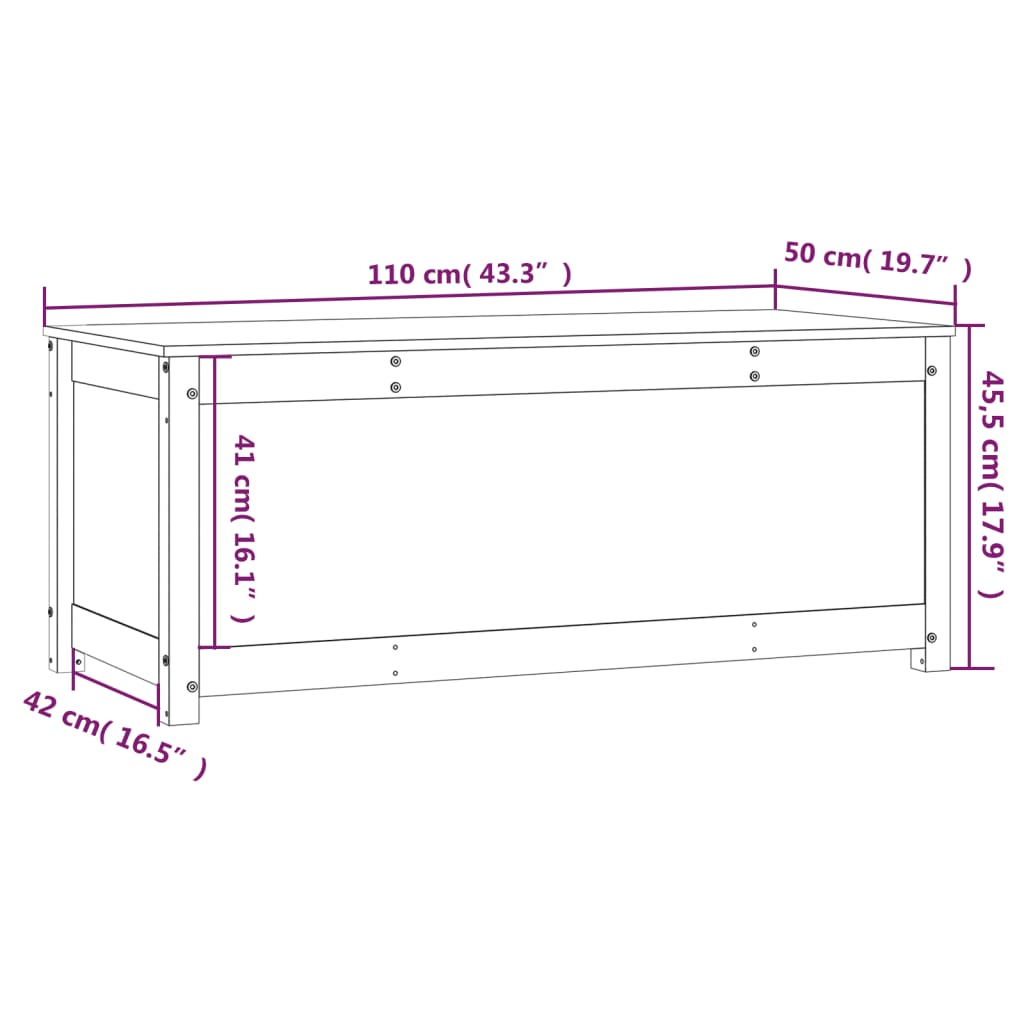 Förvaringslåda 110x50x45,5 cm massiv furu