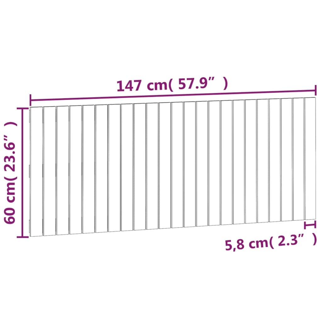 Väggmonterad huvudgavel honungsbrun 147x3x60 cm massiv furu