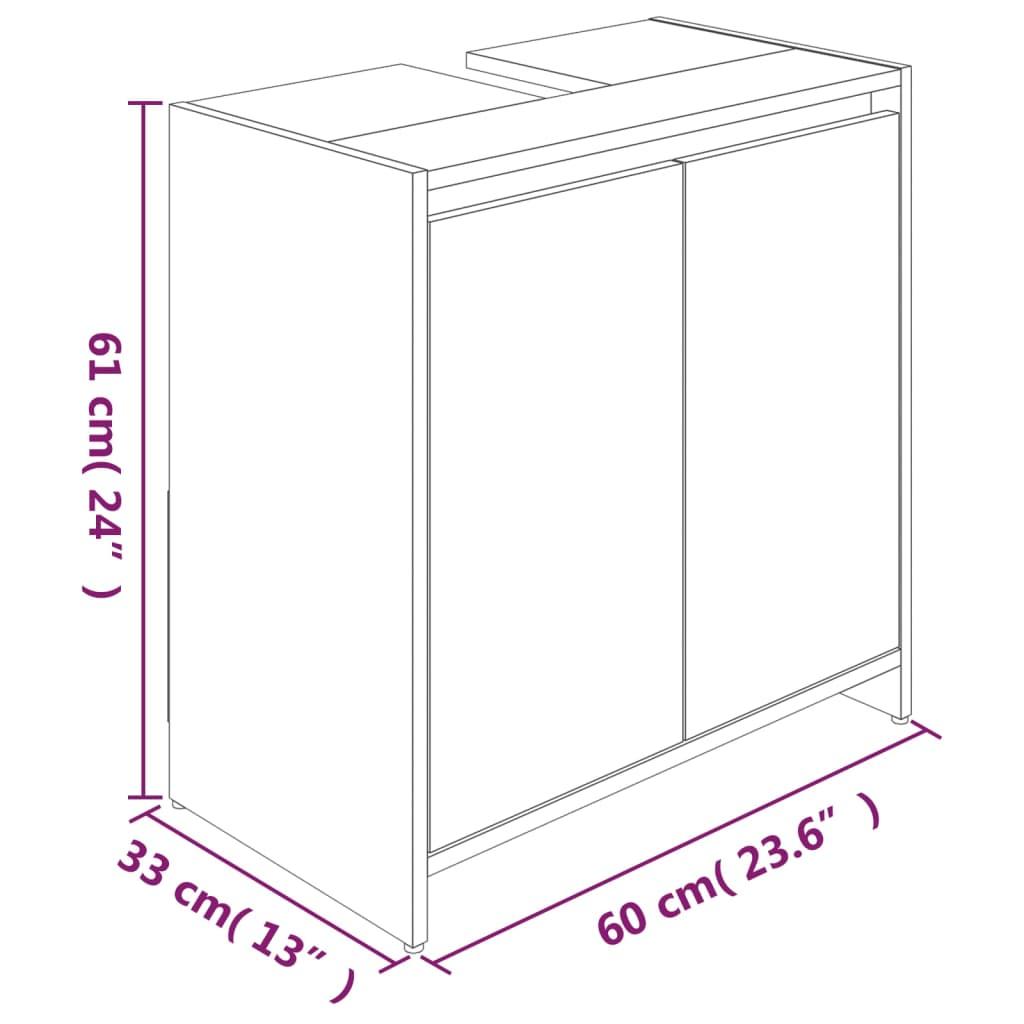 Badrumsskåp rökfärgad ek 60x33x61 cm konstruerat trä - HQ5