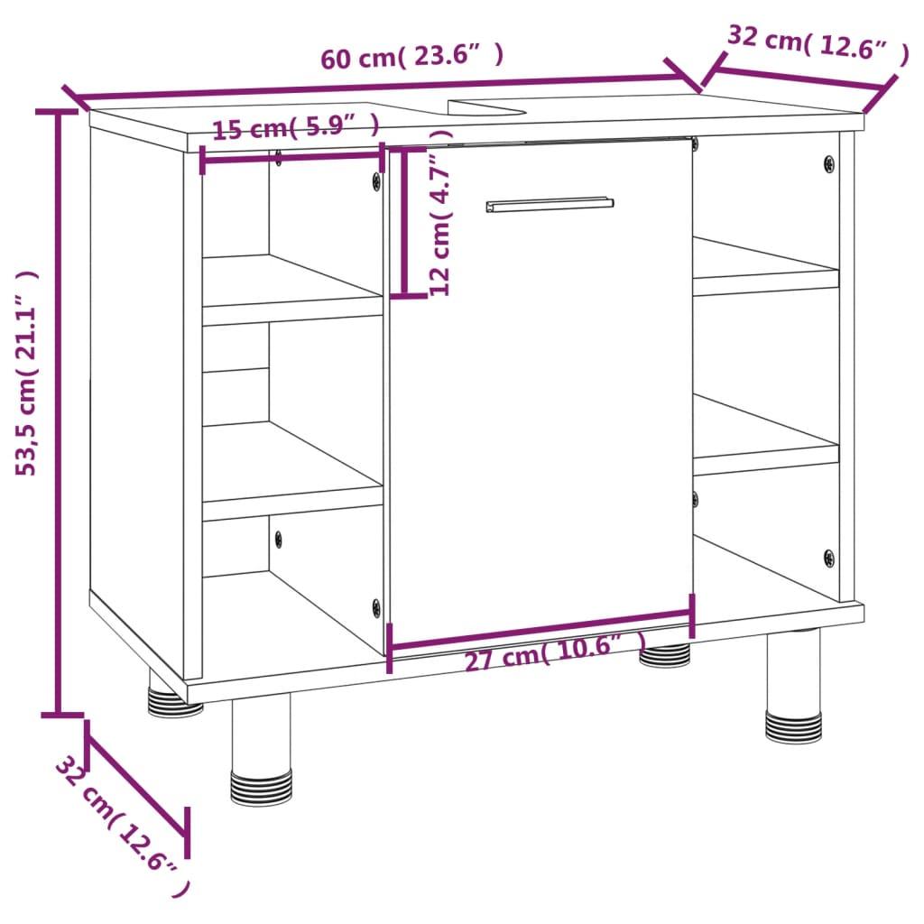 Badrumsskåp rökfärgad ek 60x32x53,5 cm konstruerat trä - HQ5