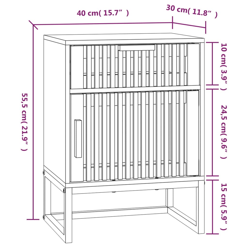 Sängbord vit 40x30x55,5 cm konstruerat trä&järn