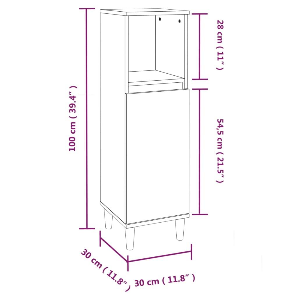 Badrumsskåp betonggrå 30x30x100 cm konstruerat trä - HQ5