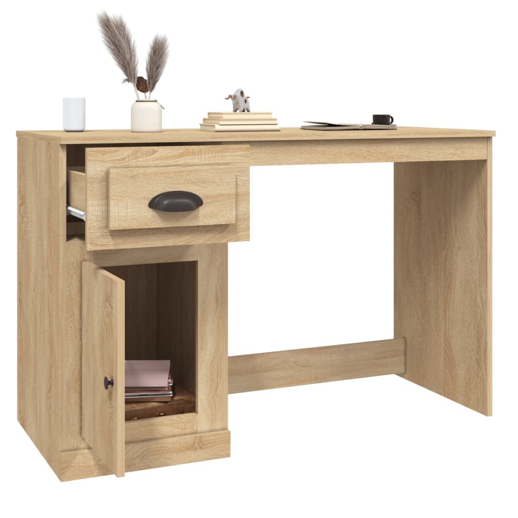 Skrivbord med låda sonoma-ek 115x50x75 cm konstruerat trä