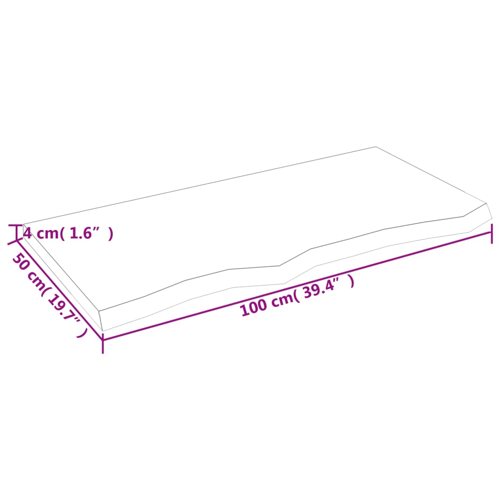 Hyllplan 100x50x(2-4) cm obehandlad massiv ek