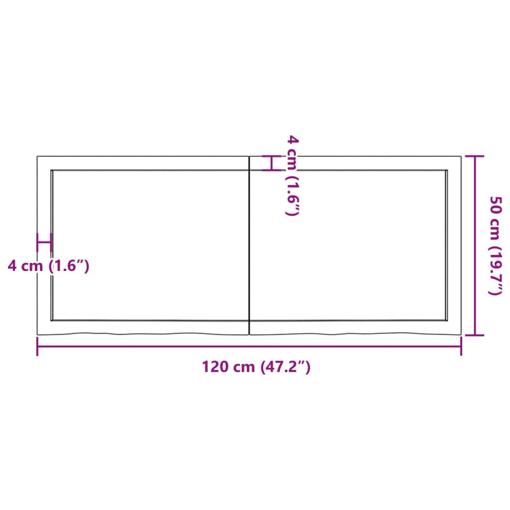 Hyllplan 120x50x(2-6) cm obehandlad massiv ek