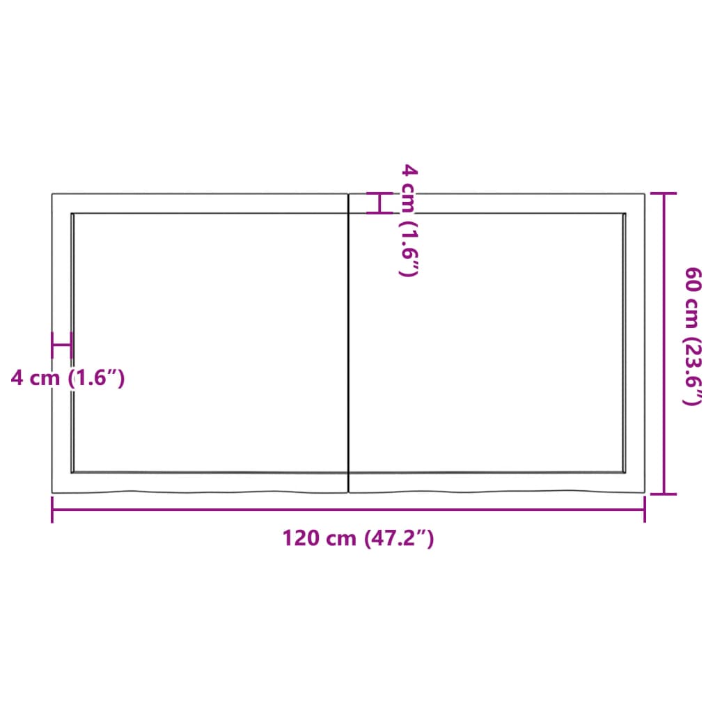 Hyllplan 120x60x(2-6) cm obehandlad massiv ek