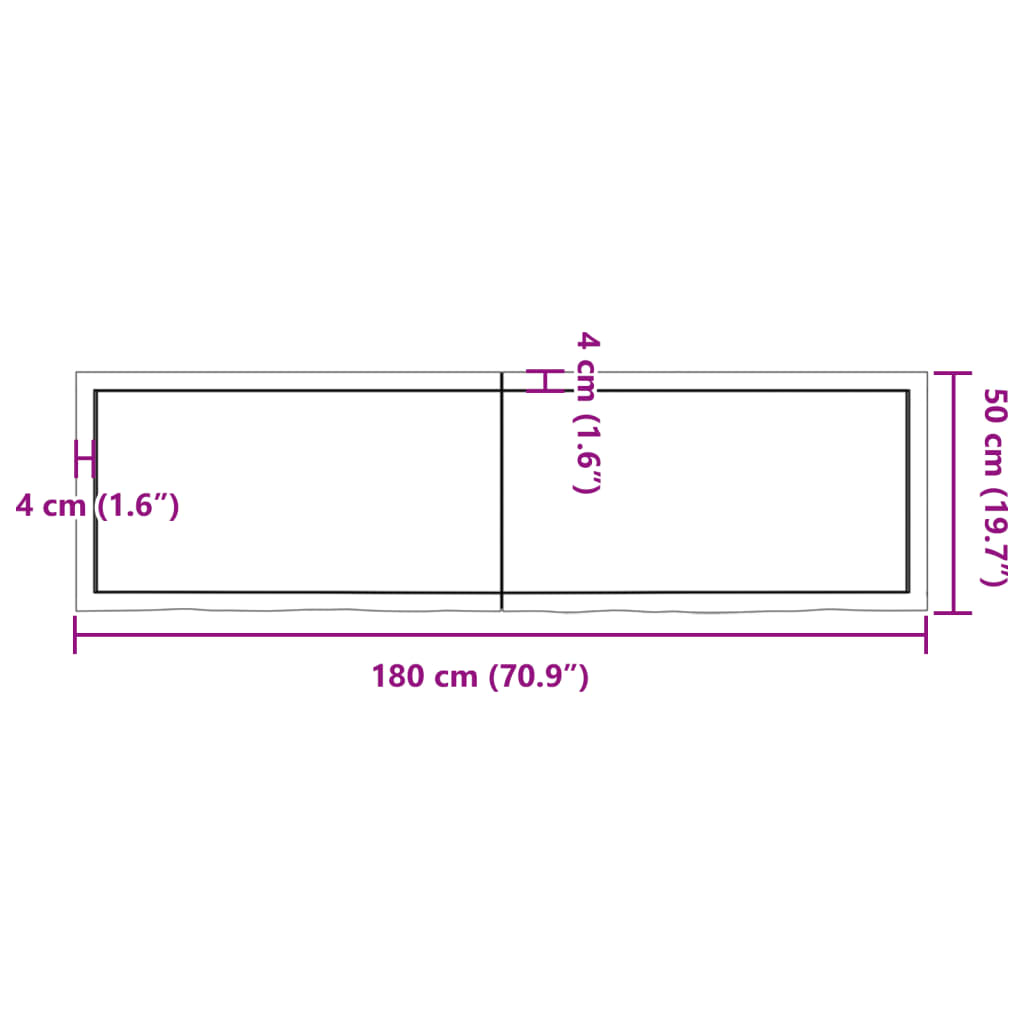 Hyllplan 180x50x(2-6) cm obehandlad massiv ek