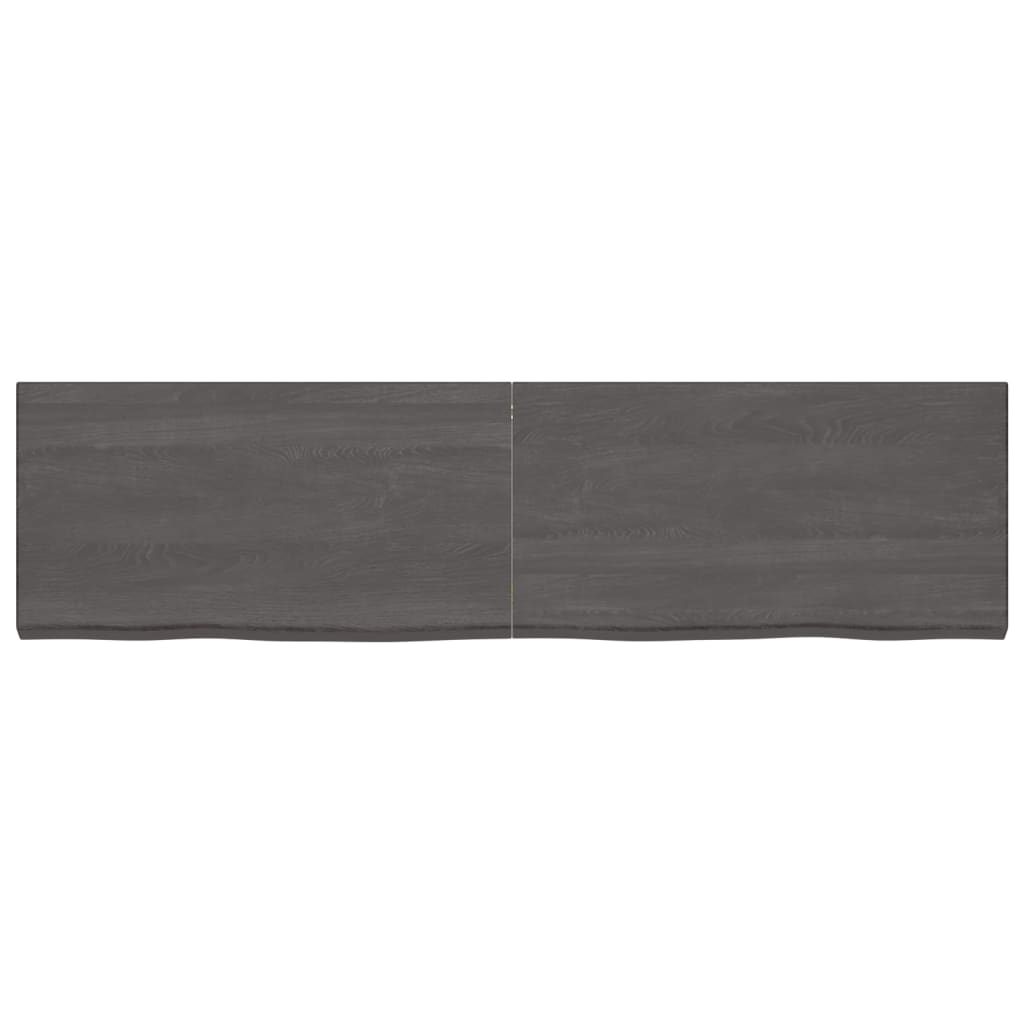 Vägghylla mörkbrun 220x60x(2-6) cm behandlad massiv ek