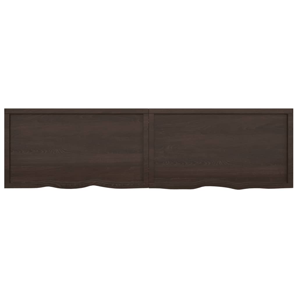 Vägghylla mörkbrun 220x60x(2-6) cm behandlad massiv ek