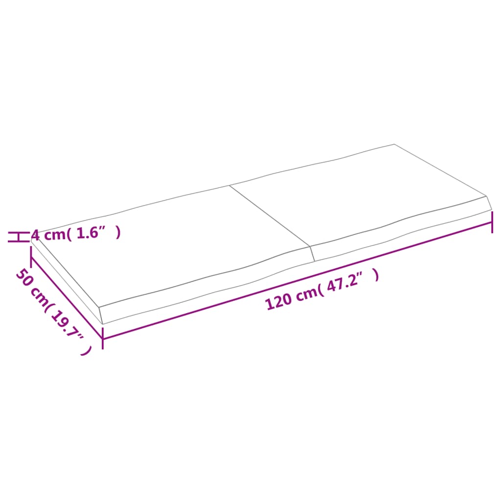 Bordsskiva mörkbrun 120x50x(2-4) cm massivt trä levande kant