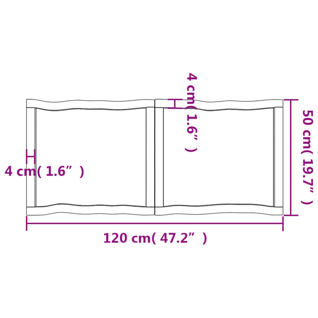 Bordsskiva mörkbrun 120x50x(2-4) cm massivt trä levande kant