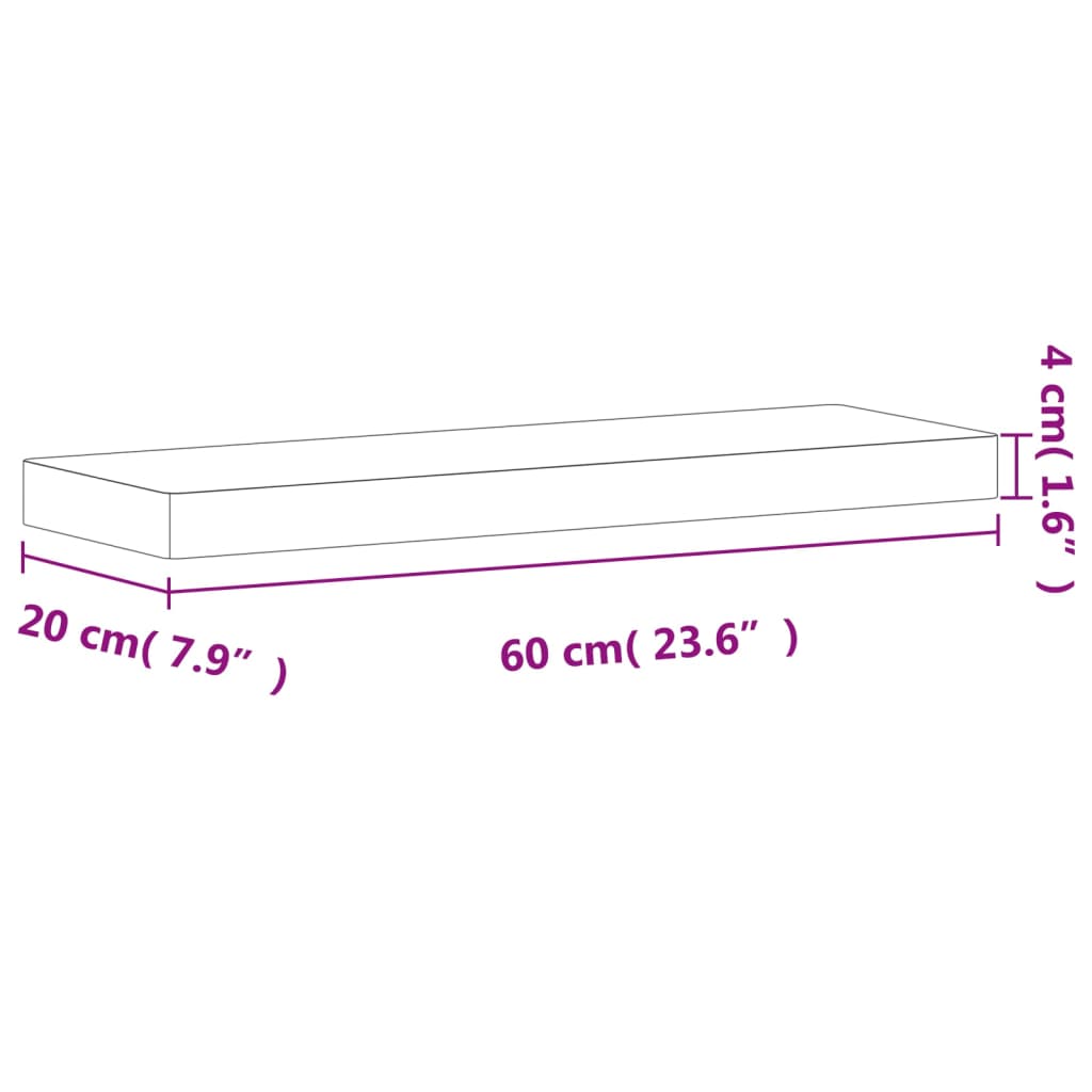 Vägghylla 60x20x4 cm massivt bokträ