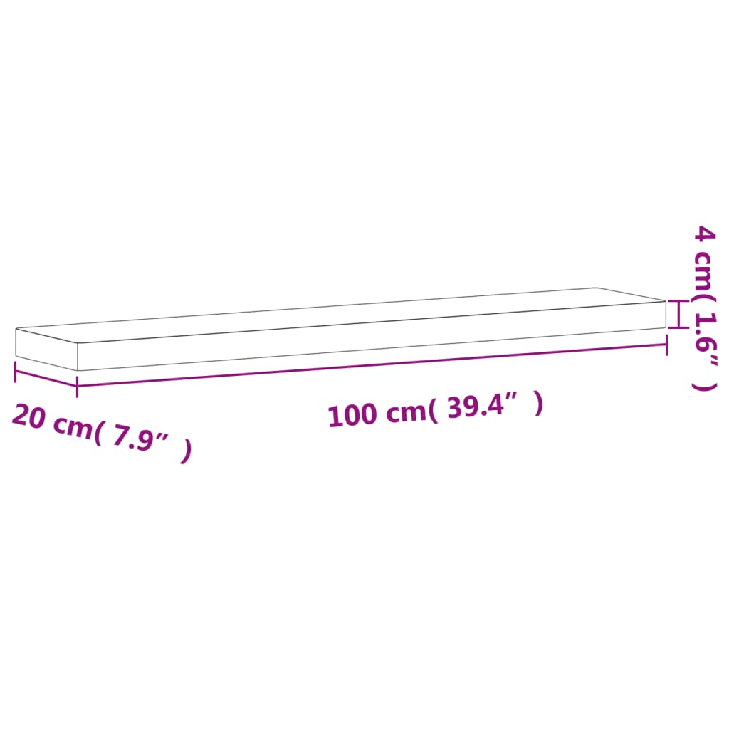 Vägghylla 100x20x4 cm massivt bokträ