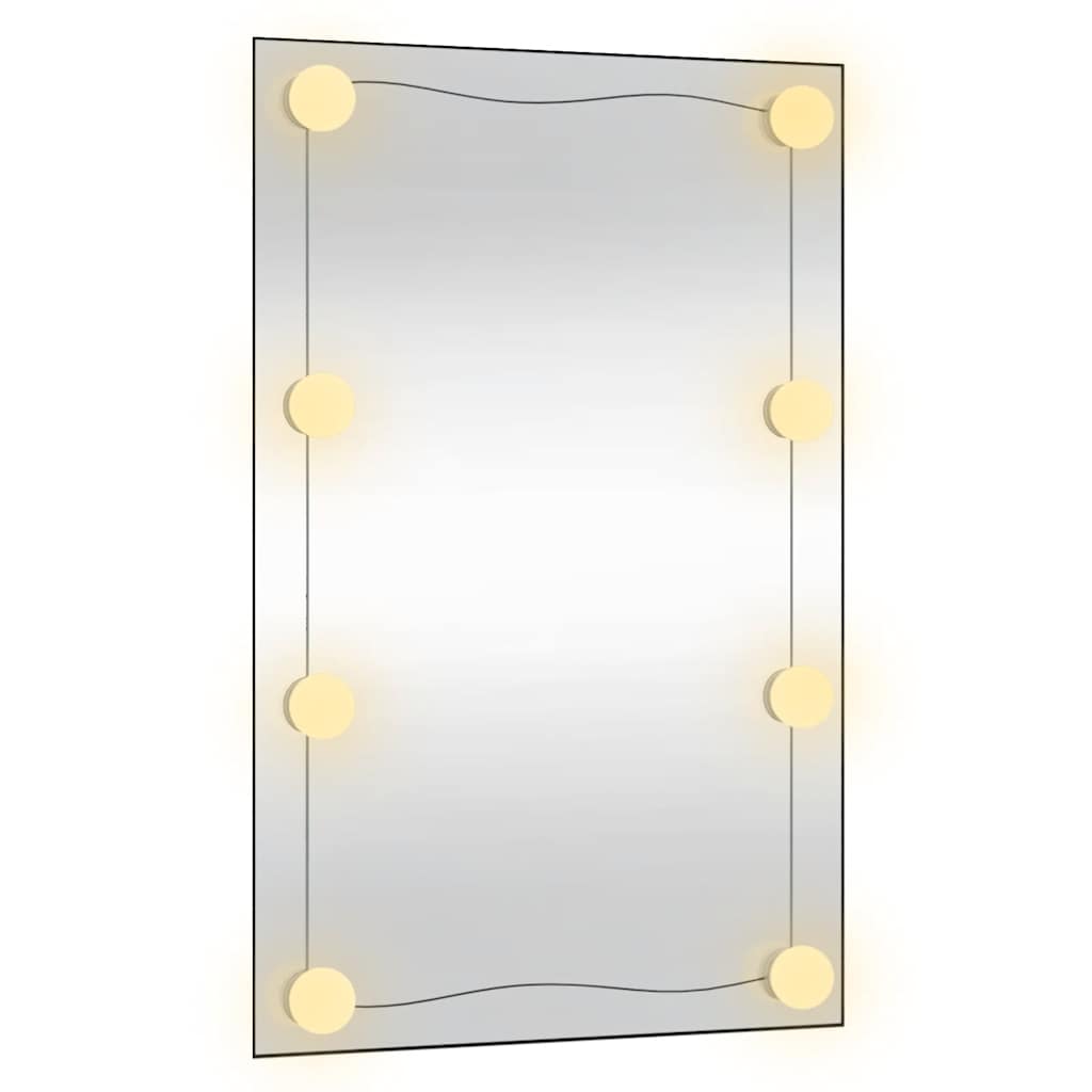 Väggspegel med LED-belysning 50x80 cm glas rektangulär