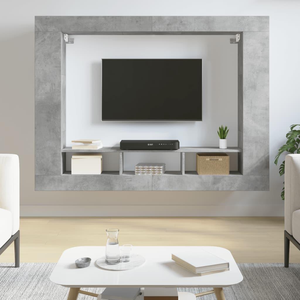 Tv-hylla betonggrå 152x22x113 cm konstruerat trä - HQ5