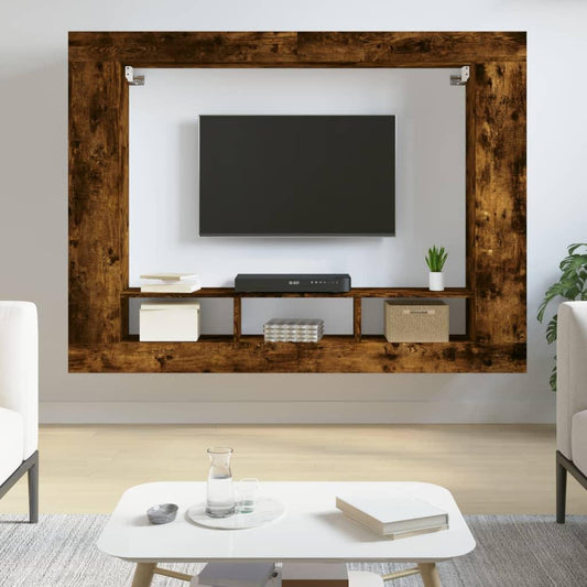 Tv-hylla rökfärgad ek 152x22x113 cm konstruerat trä - HQ5