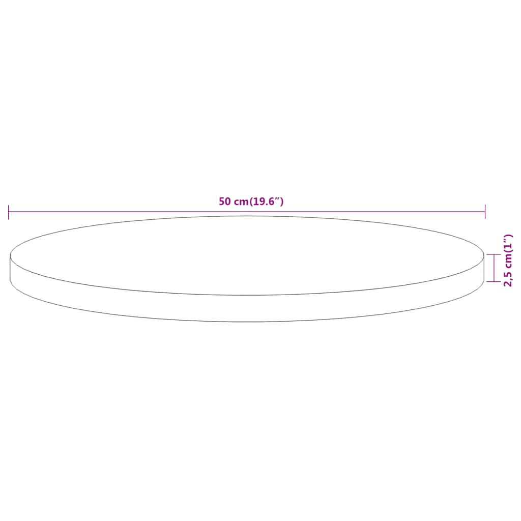 Bordsskiva Ø50x2,5 cm rund massivt akaciaträ