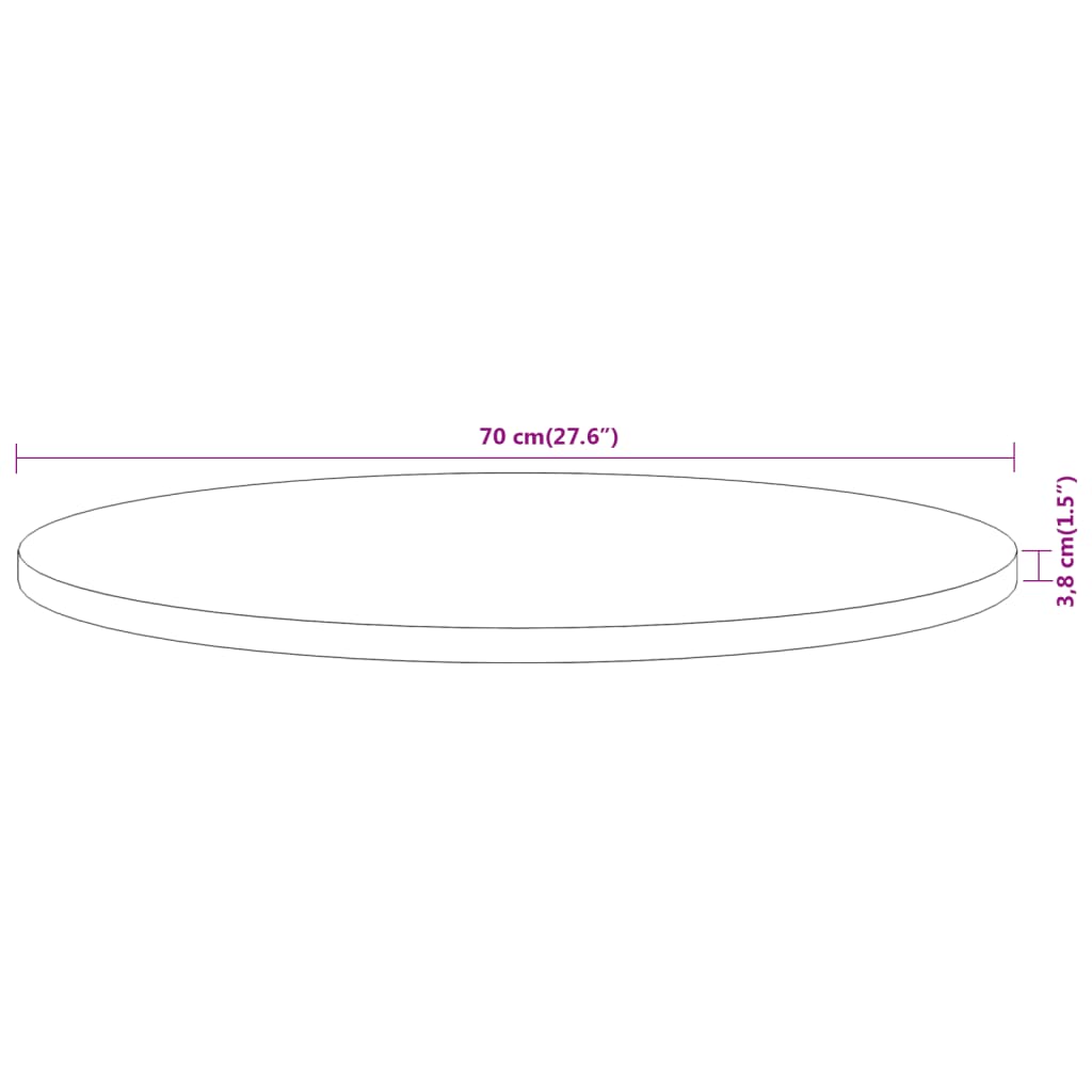 Bordsskiva Ø70x3,8 cm rund massivt akaciaträ