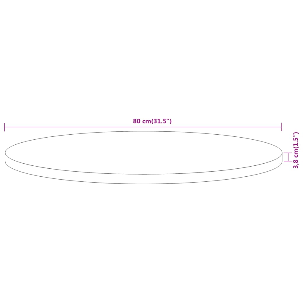 Bordsskiva Ø80x3,8 cm rund massivt akaciaträ