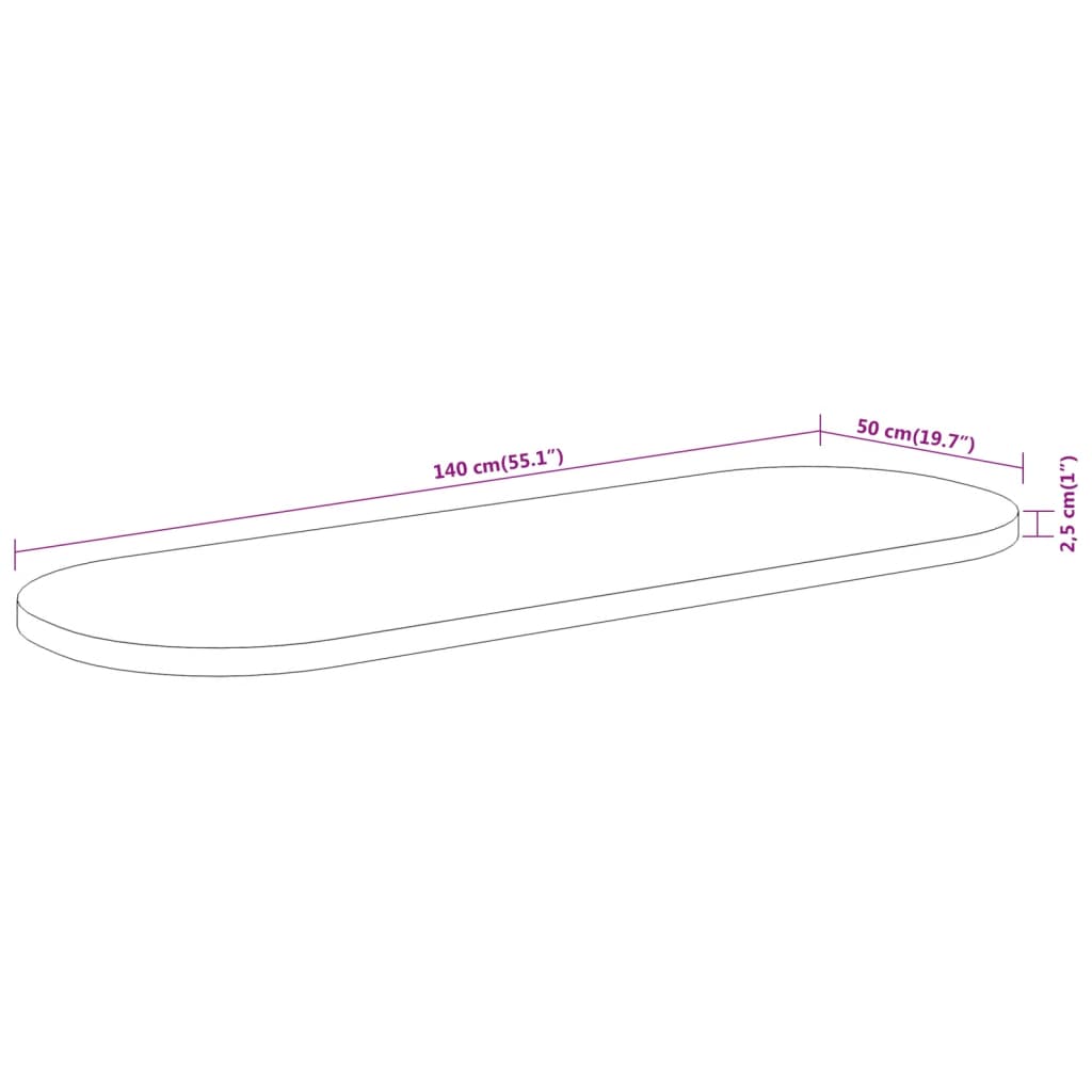 Bordsskiva 140x50x2,5 cm oval massivt akaciaträ