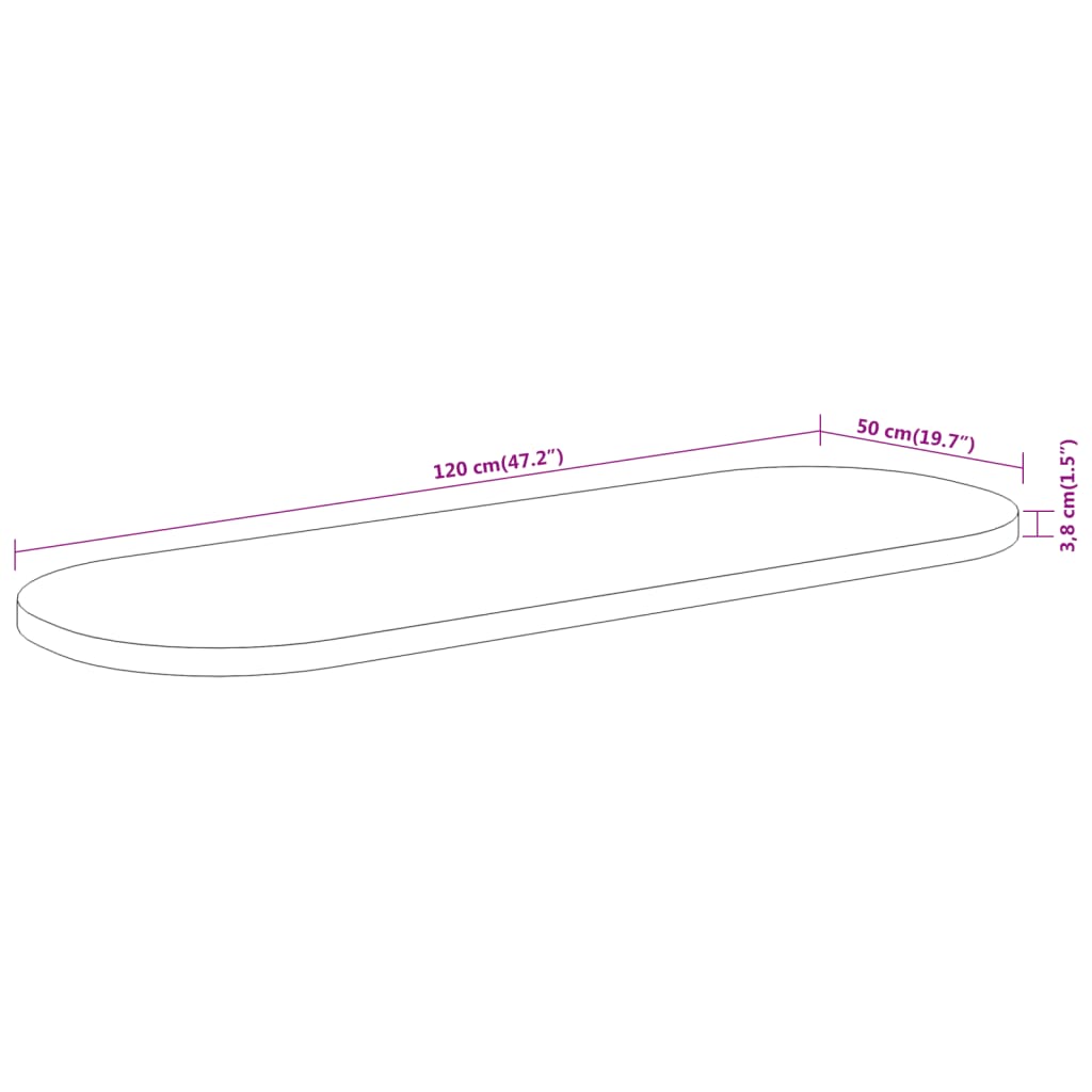 Bordsskiva 120x50x3,8 cm oval massivt akaciaträ