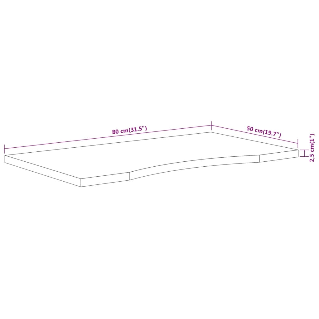 Bordsskiva 80x50x2,5 cm rektangulär massivt akaciaträ