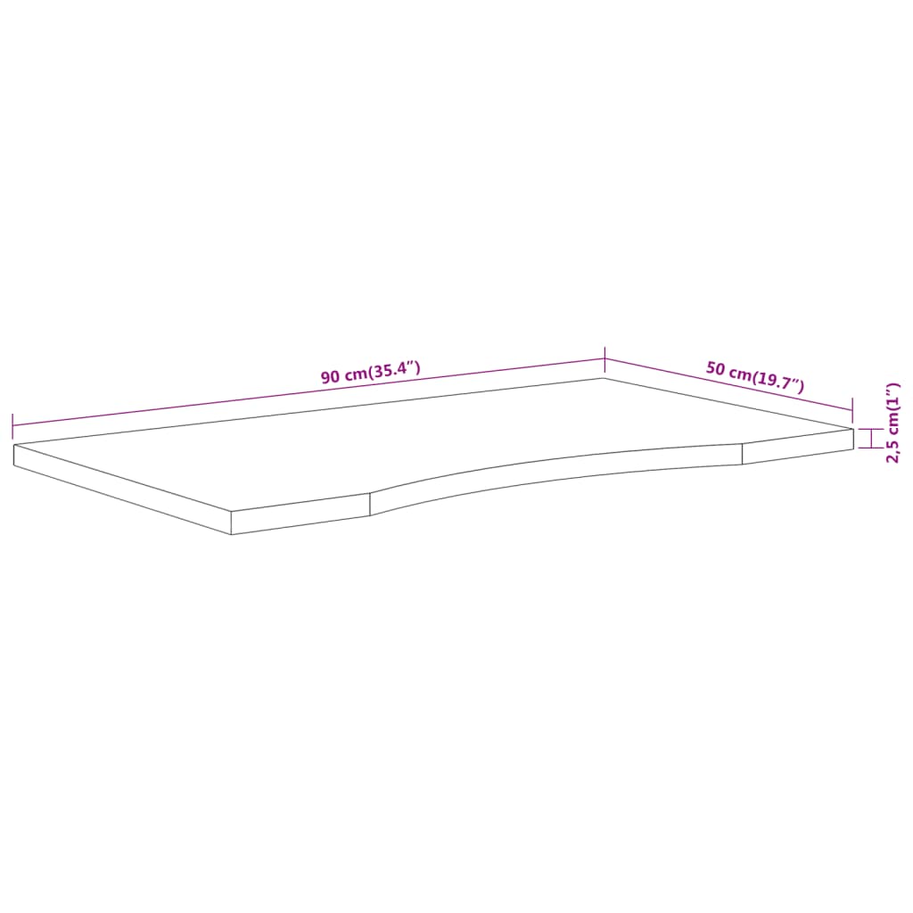 Bordsskiva 90x50x2,5 cm rektangulär massivt akaciaträ