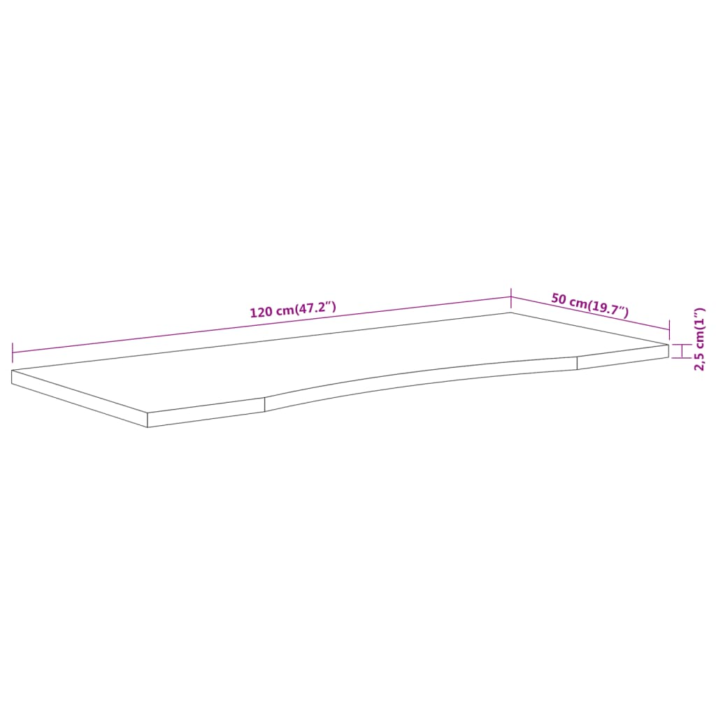 Bordsskiva 120x50x2,5 cm rektangulär massiv akacia