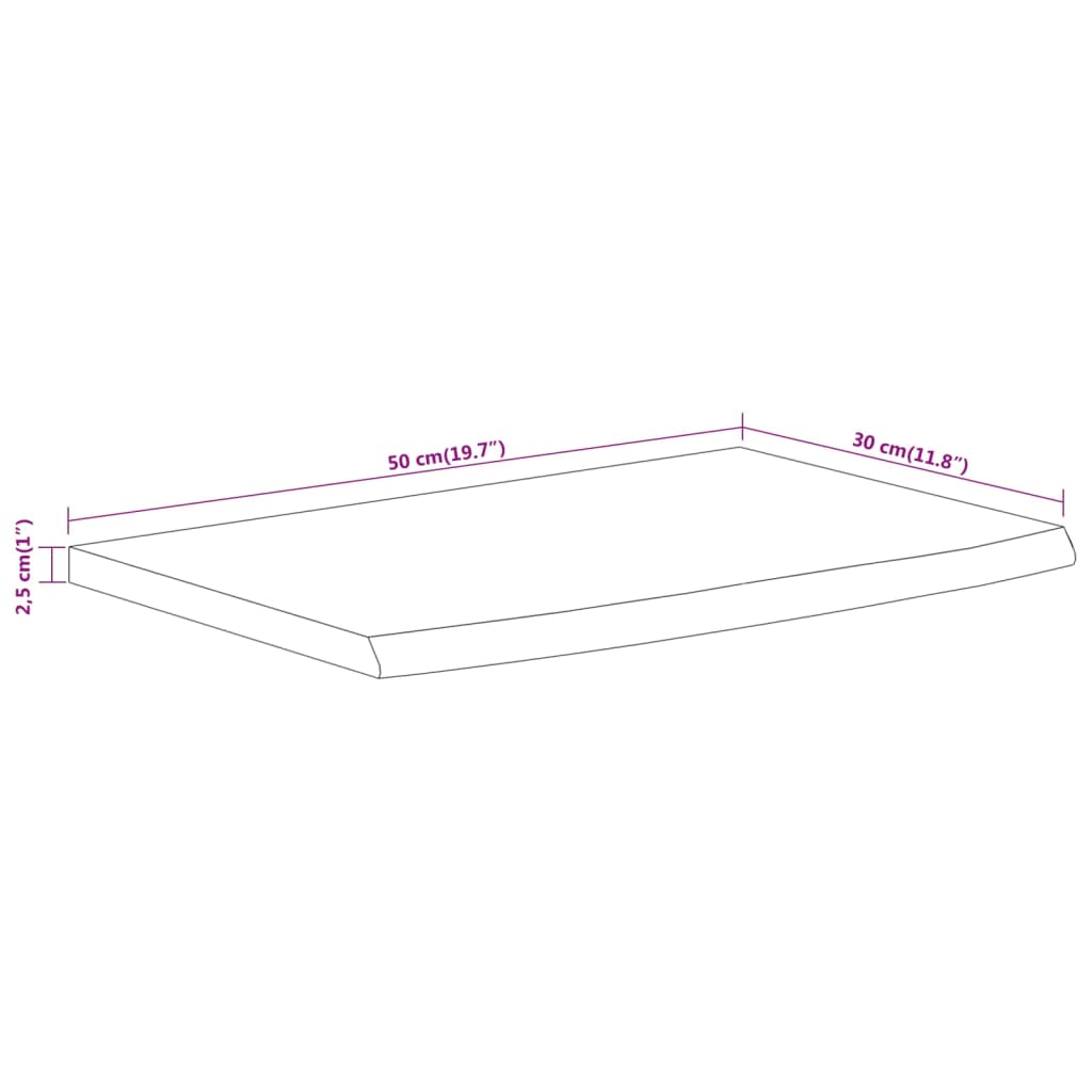 Vägghylla 50x30x2,5 cm rektangulär massiv akacia ojämn kant