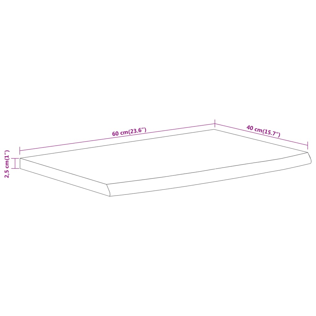 Vägghylla 60x40x2,5 cm rektangulär massiv akacia ojämn kant