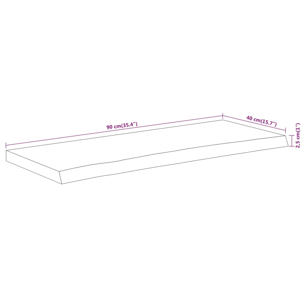 Bordsskiva 90x40x2,5 cm rektangulär massiv akacia rustik kant