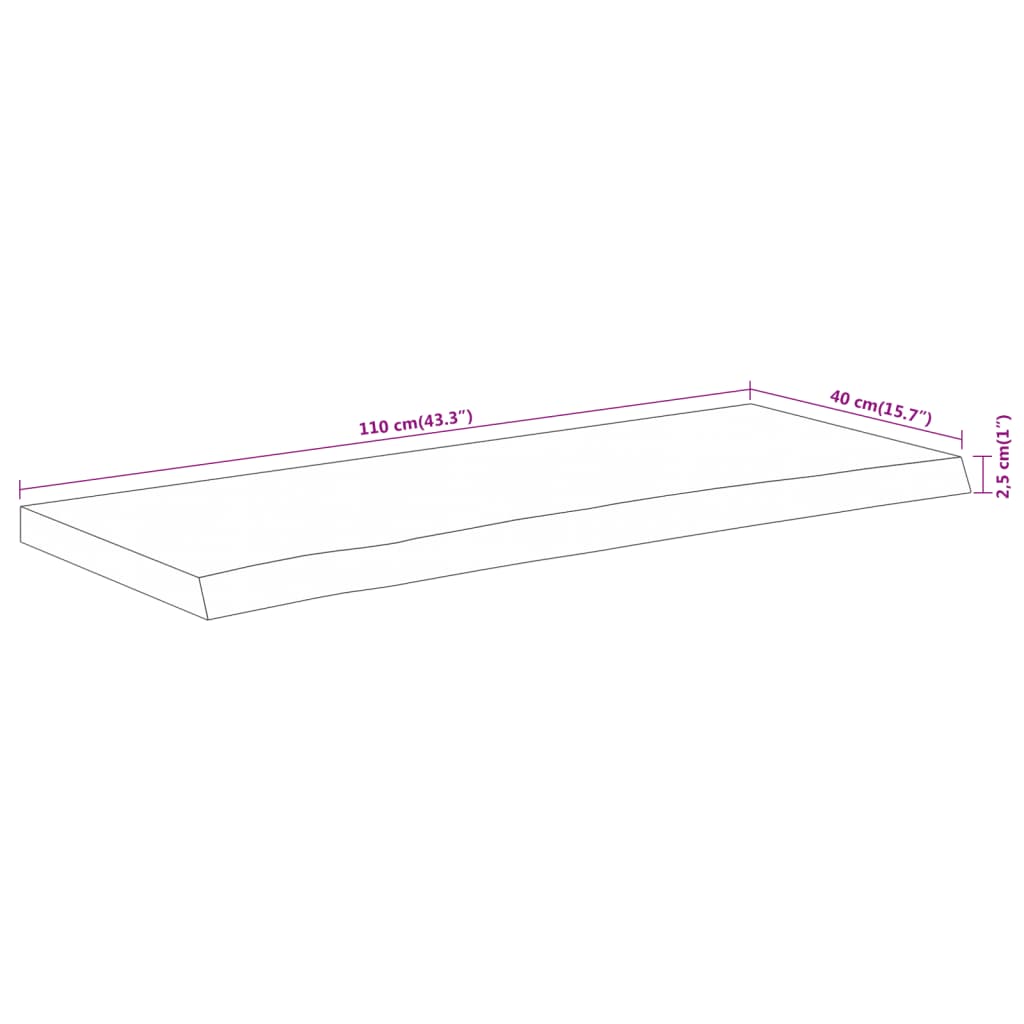 Bordsskiva 110x40x2,5 cm rektangulär massiv akacia rustik kant