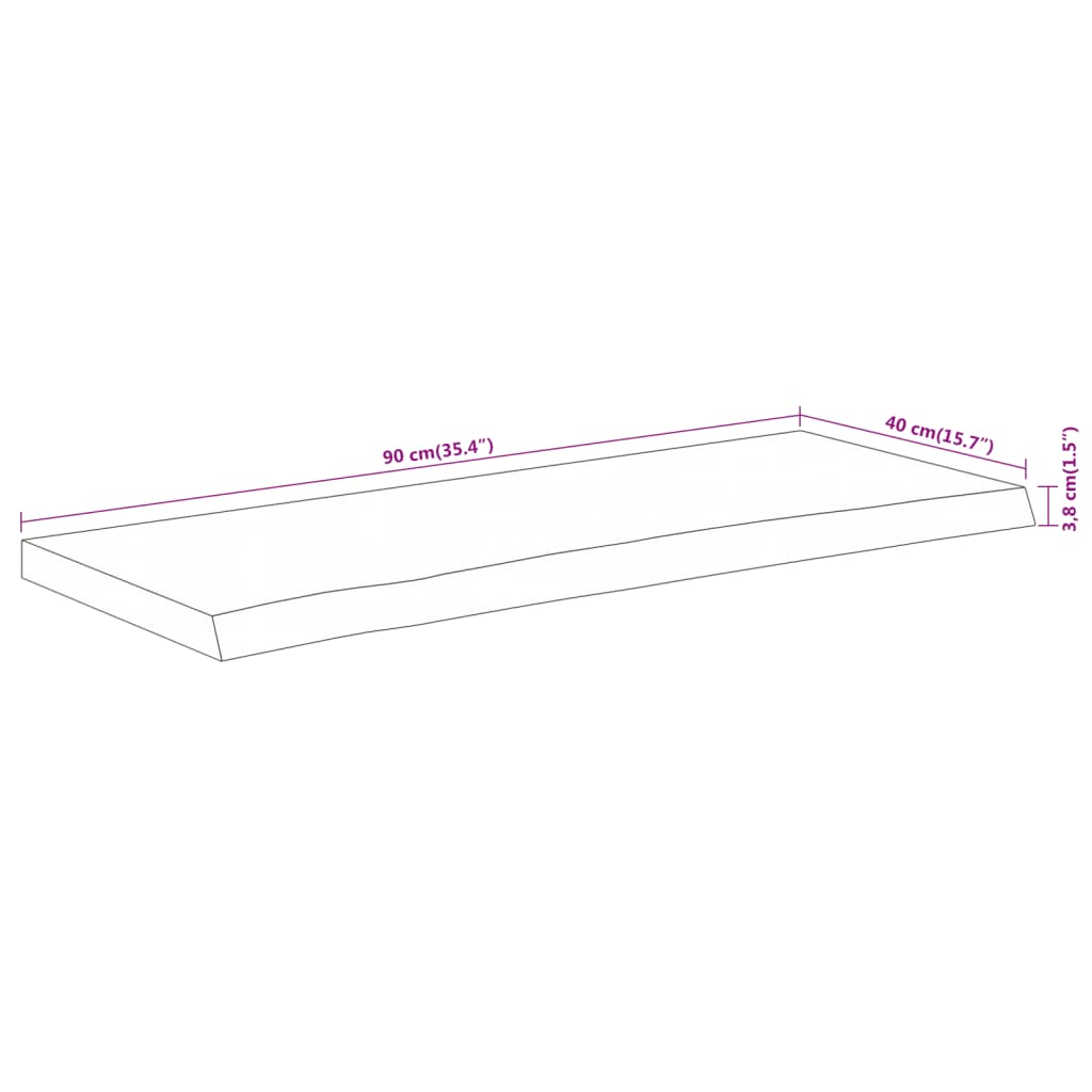 Bordsskiva 90x40x3,8 cm rektangulär massiv akacia rustik kant