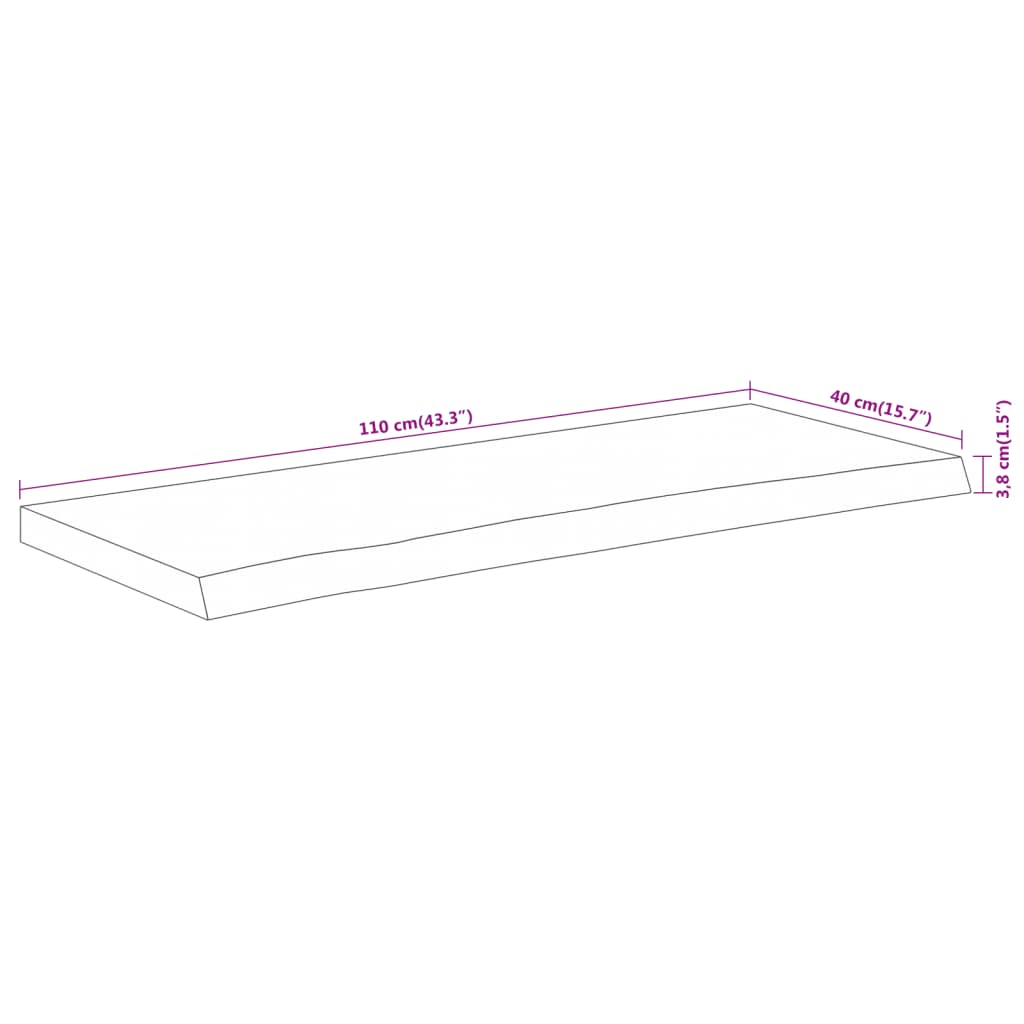 Bordsskiva 110x40x3,8 cm rektangulär massiv akacia rustik kant