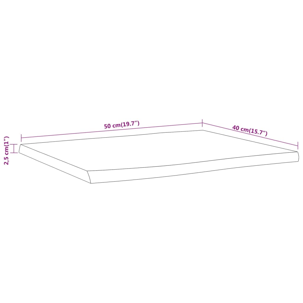 Bordsskiva 50x40x2,5 cm rektangulär massiv akacia rustik kant