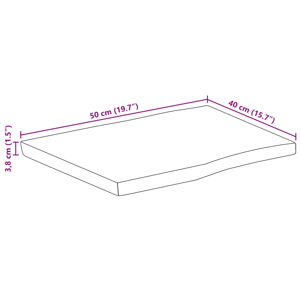 Bordsskiva 50x40x3,8 cm rektangulär massiv akacia levande kant