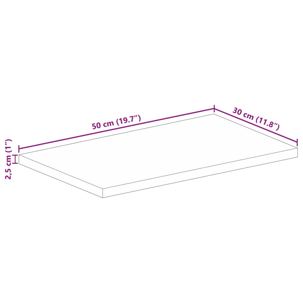 Bordsskiva 50x30x2,5 cm rektangulär massivt återvunnet trä