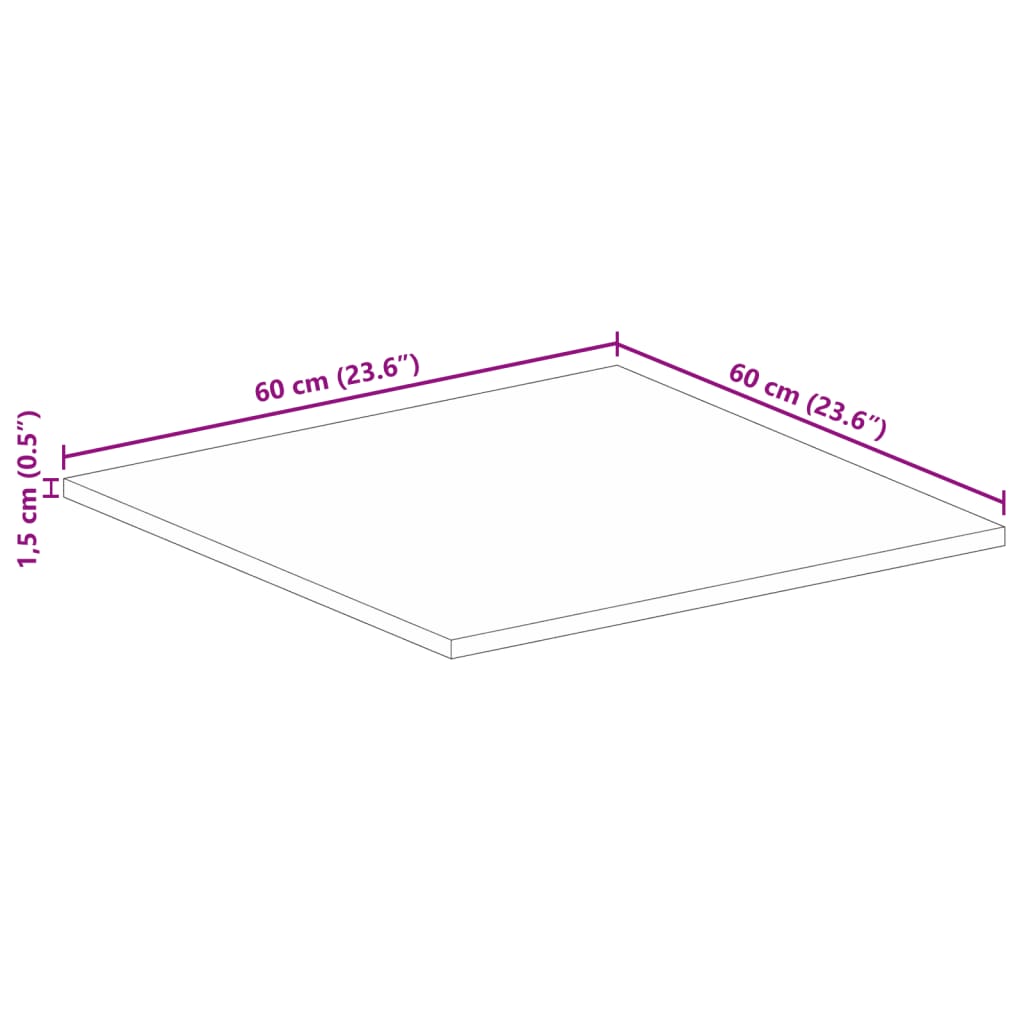 Bordsskiva 60x60x1,5 cm fyrkantig massivt återvunnet trä