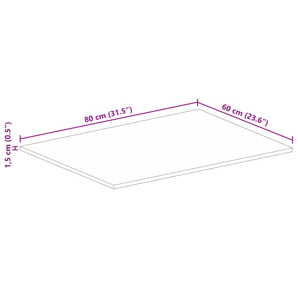 Bordsskiva 80x60x1,5 cm rektangulär massivt återvunnet trä