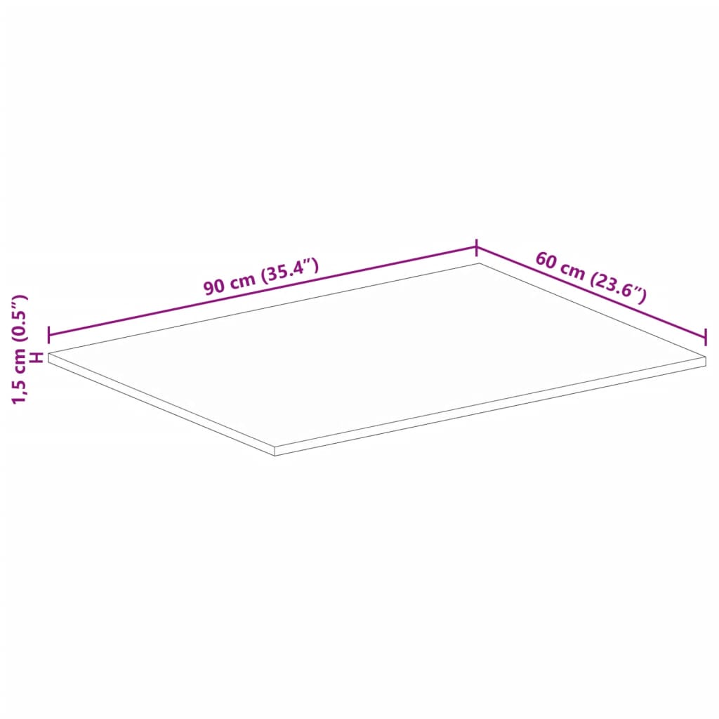 Bordsskiva 90x60x1,5 cm rektangulär massivt återvunnet trä