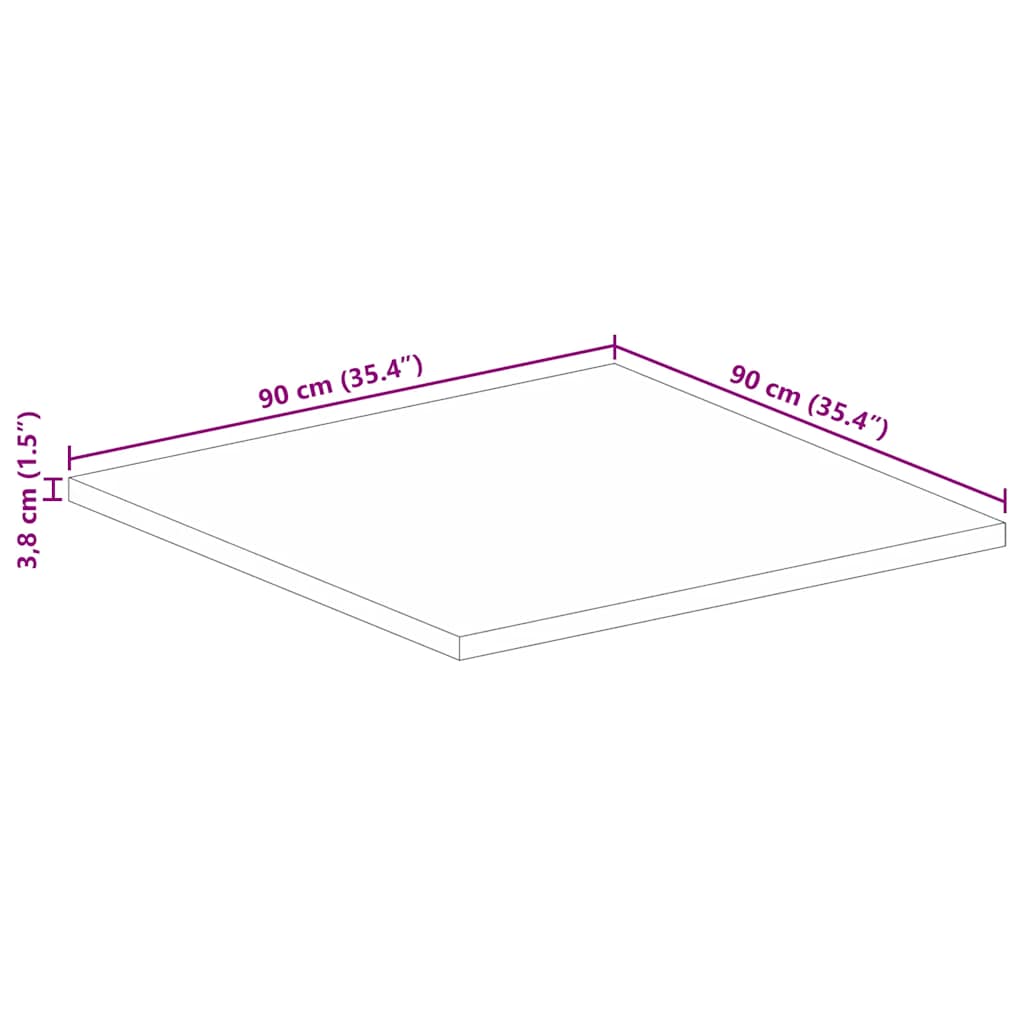 Bordsskiva 90x90x3,8 cm fyrkantig massivt återvunnet trä